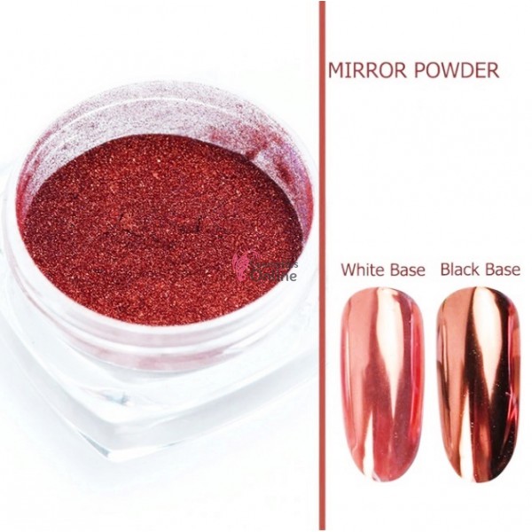 Pigment mirror chrome effect pentru Gel UV sau Acril, CE03 + 1 aplicator Rose-Red